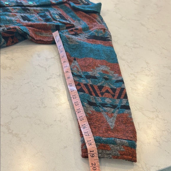 Women's Boho Aztec Western Pattern Button Up Jacket Shacket Large - Picture 12 of 16